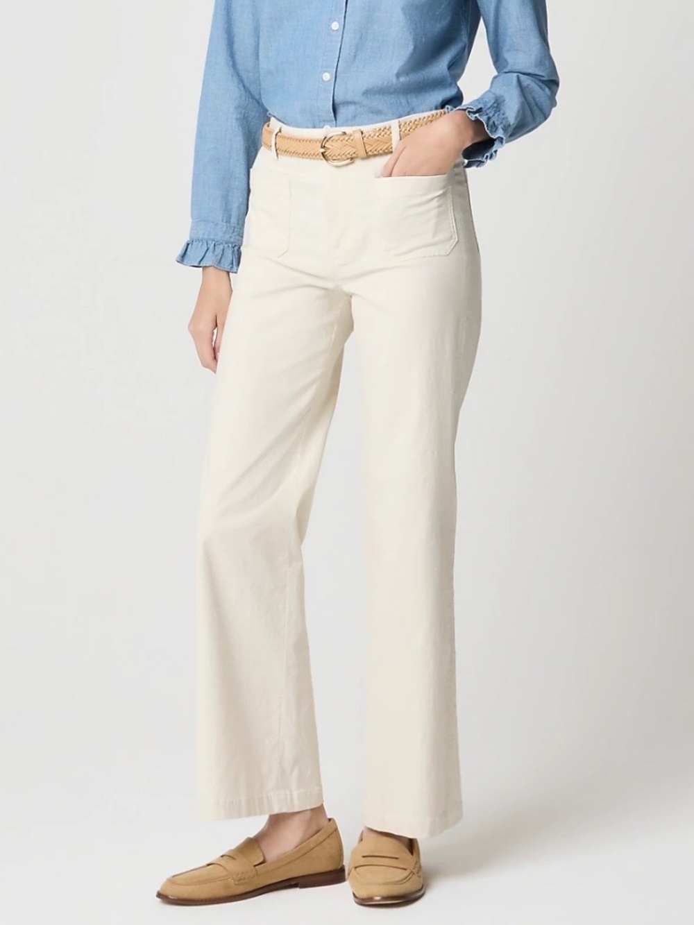 NWT J Crew Lizzie Wide Leg Pants Natural 24 00R